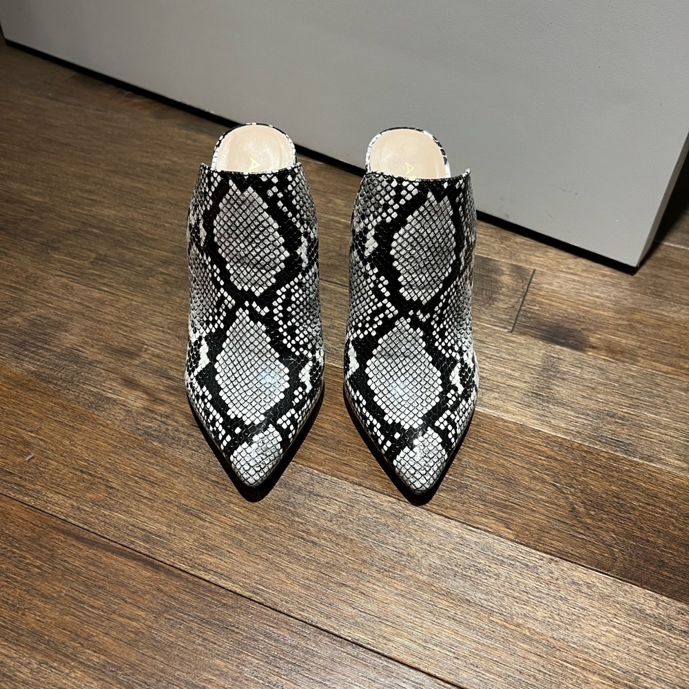 Aldo “snakeskin” mules